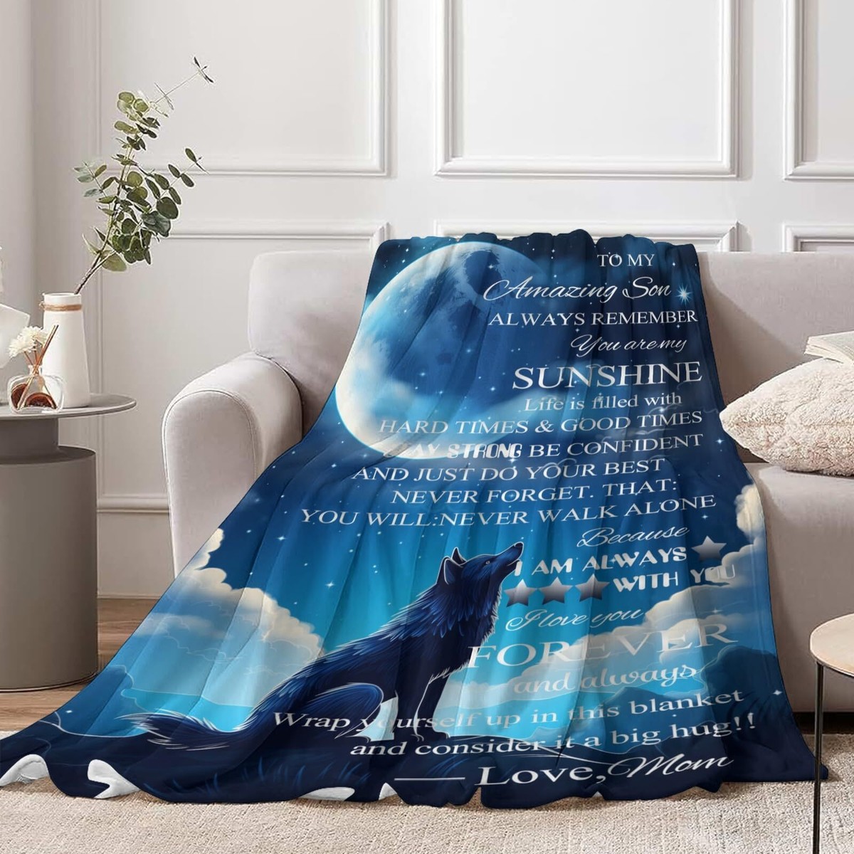 to My Son Flannel Throw Blanket 50×60in 340GSM Cozy Lightweight