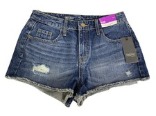 NEW Mossimo High Rise Med Wash Cut Off Denim Short Size 6/28