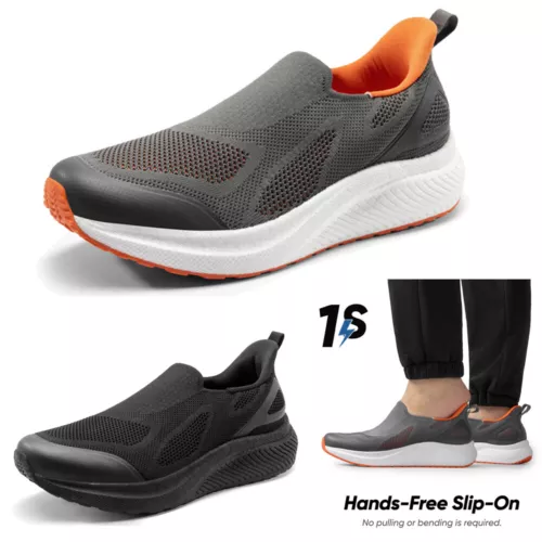 Men's Hands-Free Slip On Walking Shoes Laceless Running Tennis Sneakers