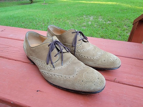 GUCCI FULL BROGUE WINGTIP SUEDE TAN 