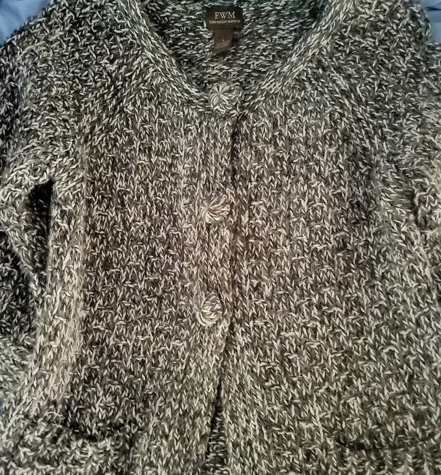 Fenn Wright Manson Sweater Cardigan Gray White Chunky Knit Alpaca Wool SZ L - Image 4 of 4