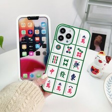 Custodia Mahjong cinese 3D cover silicone per iPhone 13 12 11 14 15 Pro Max XR 78+