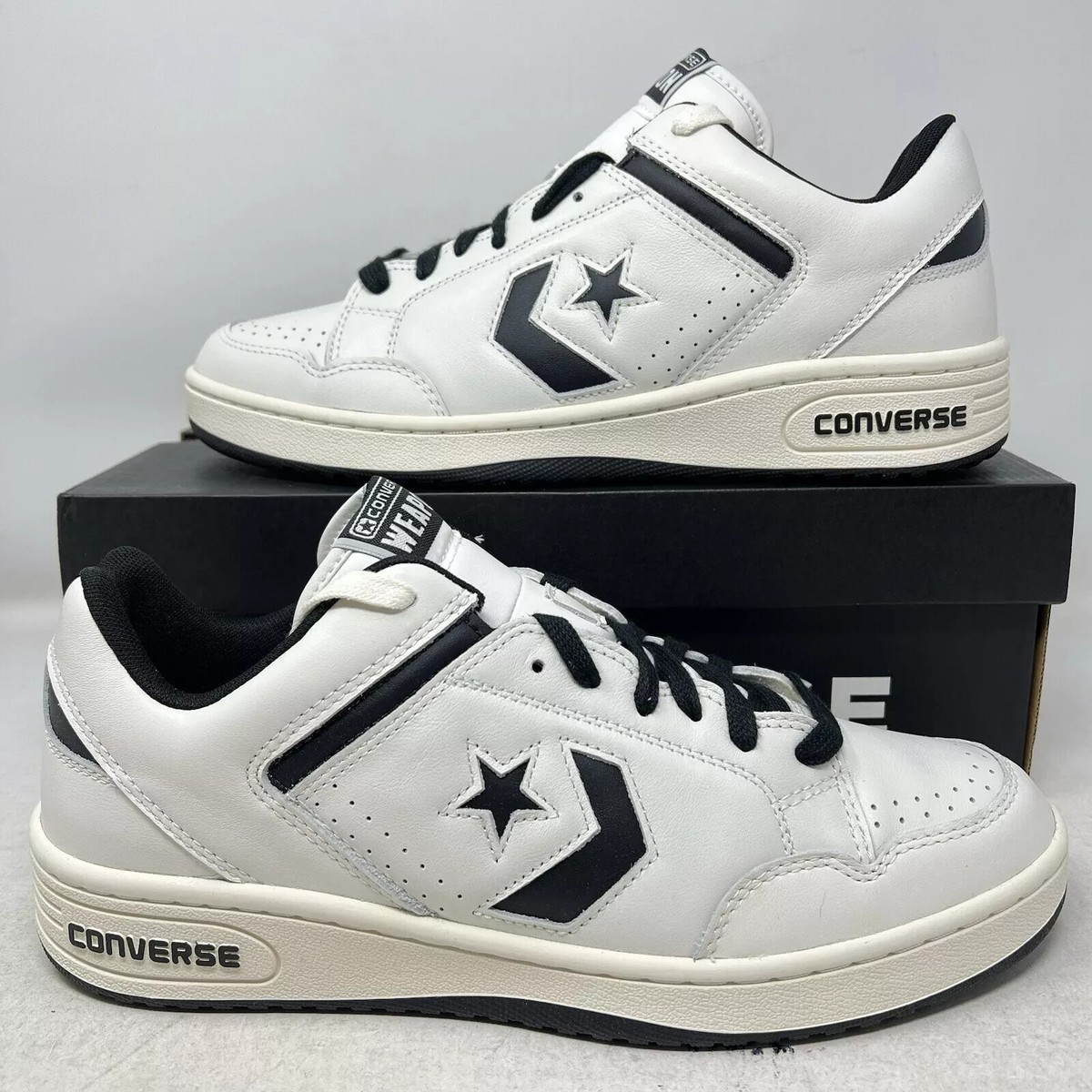 Converse Weapon Ox Leather Vintage White Black Men's Casual LifeStyle Shoes