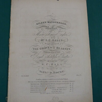 Liederblatt AILEEN MAVOURNEEN ''The groves of Blarney'' Alex D. Roche, S.C. Hall
