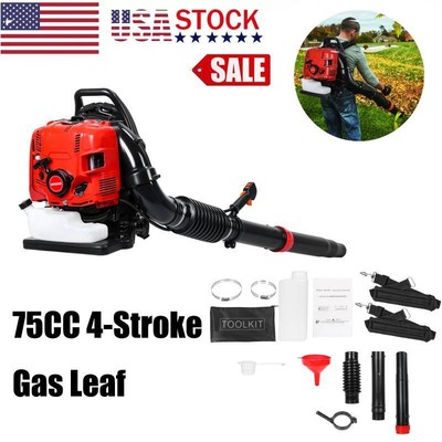 4-Stroke Backpack Leaf Blower Gas Powered 75.6CC 900CFM 210MPH 5HP Commercial