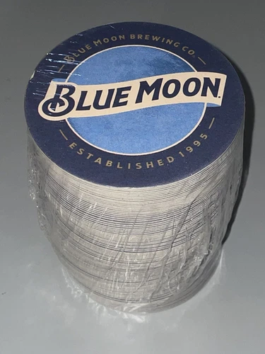 Blue Moon Bar Coaster 2-sided NEW Sealed 4” - Pack of 100