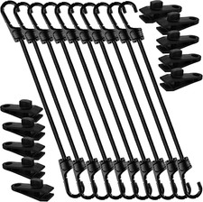 24" Bungee Cords with Hooks  Tarp Clips   10 Pack Heavy Duty Tie Downs
