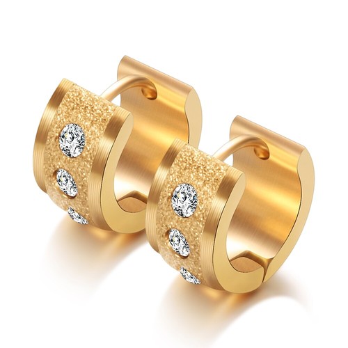 Damen 13mm Creole Klappcreole Ohrring aus Edelstahl mit Zirkonia - gold / silber - 第 7/13 張圖片