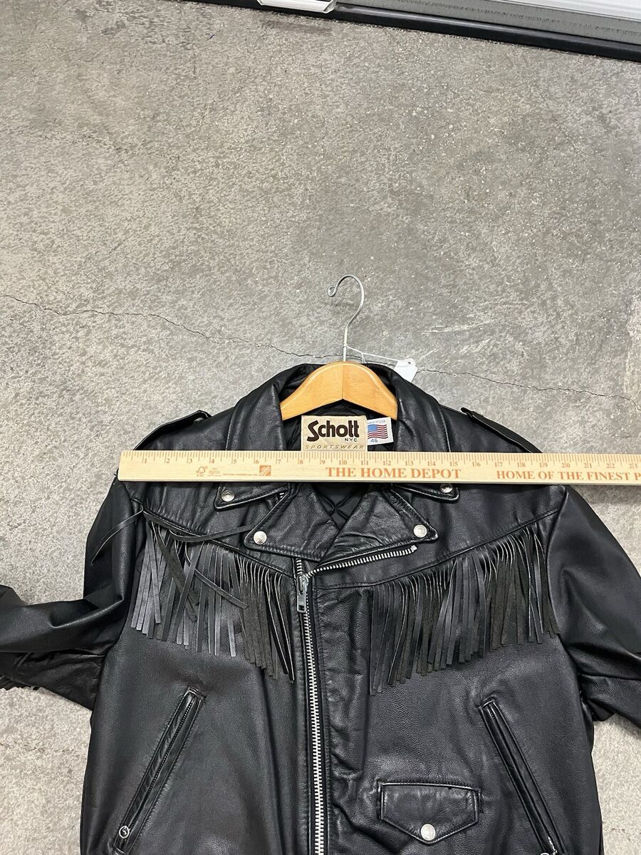 Vintage Schott Leather Jacket Fringe Size 46 USA Motorcycle Vintage Schott Leather Jacket Fringe Size 46 USA Motorcycle