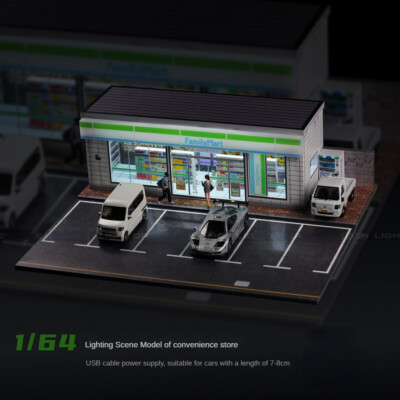 #ad 1 64 Diorama Car Garage Model LED Lighting City Store Scene Building Model Gift $13.45