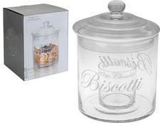 Stunning Very Large Glass Biscotti Jar with Glass Lid Cookies Sweet Jar  