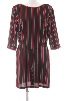 CHERRY Langarmkleid Damen Kleid Gr. DE 38 schwarz-karminrot-wollweiß Paris-Look