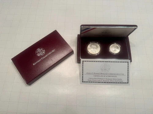 1998 Kennedy Collector's 2 Coin Set Robert F. Kennedy and JFK Box & COA /SF-UNC