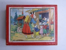Vintage Kubus WF German Wooden Block Puzzle Fairytale Snow White with Case