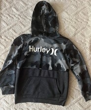 Boys Hurley Camouflage Hoodie - Gray  Blue H2O Dri Pullover Sweatshirt, Size 7
