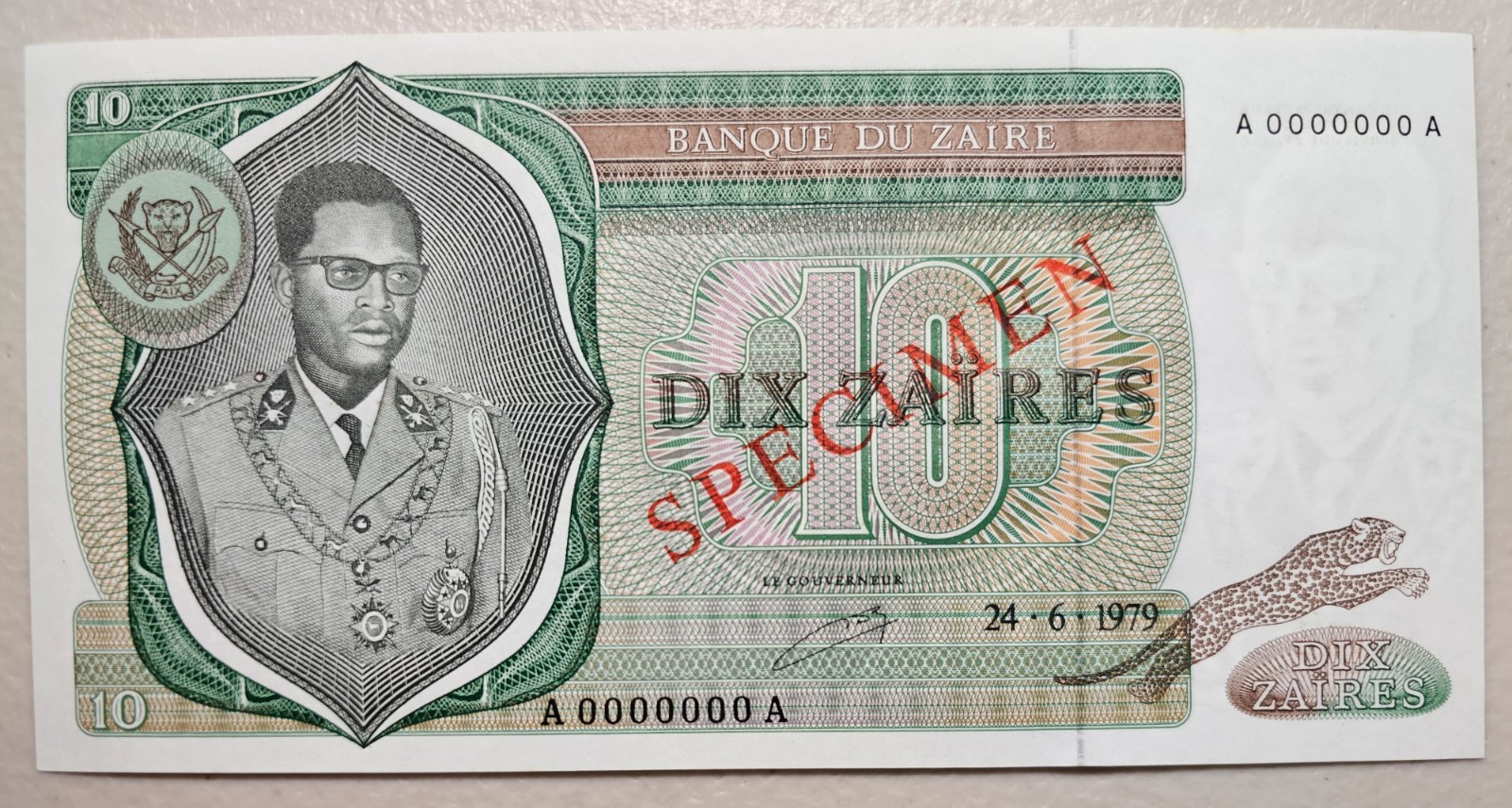 Zaire 10 Zaires 1979 Specimen Unc