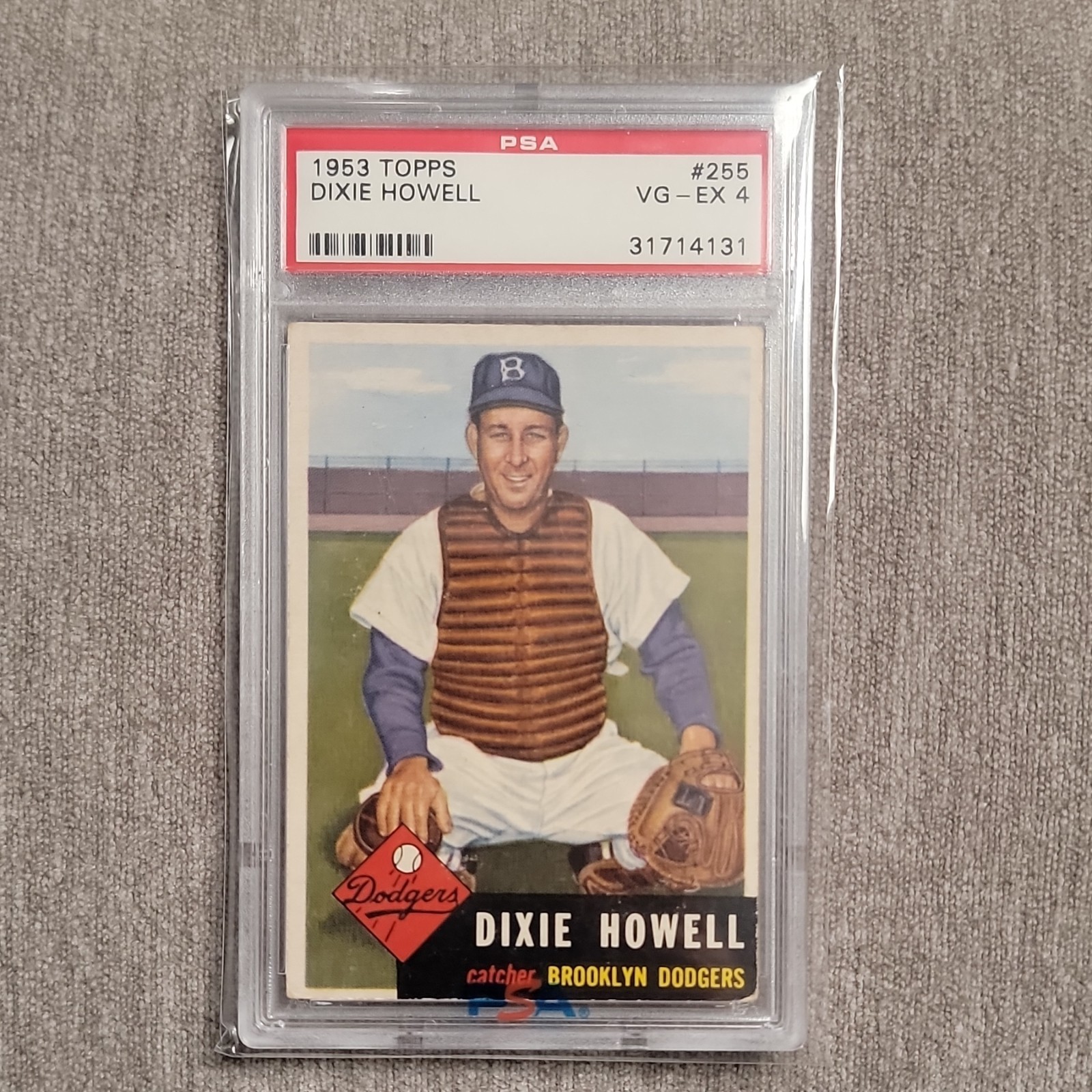 1953 Topps Dixie Howell #255 Brooklyn Dodgers Base Set PSA 4