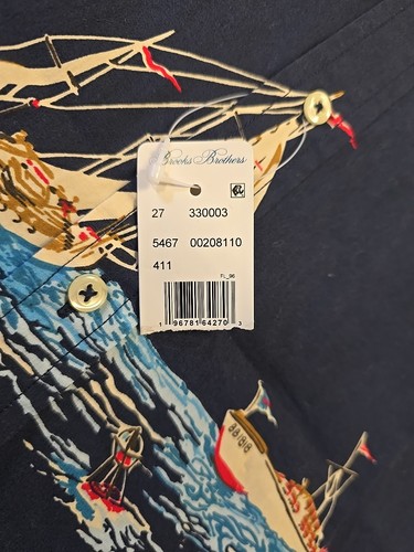 Neu mit Etikett Herren L Brooks Brothers Hemd normale Passform Kurzarm Segeln Angeln Boote - Bild 2 von 20