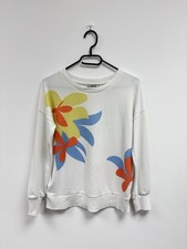 Next Floral Sweatshirt Jumper UK 10 White Pullover Bright Graphic Casual Top