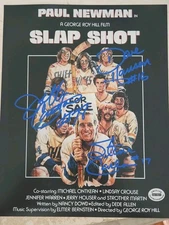 Slapshot Autographed (By All 3 Hanson Bros) 8x10 With Certification