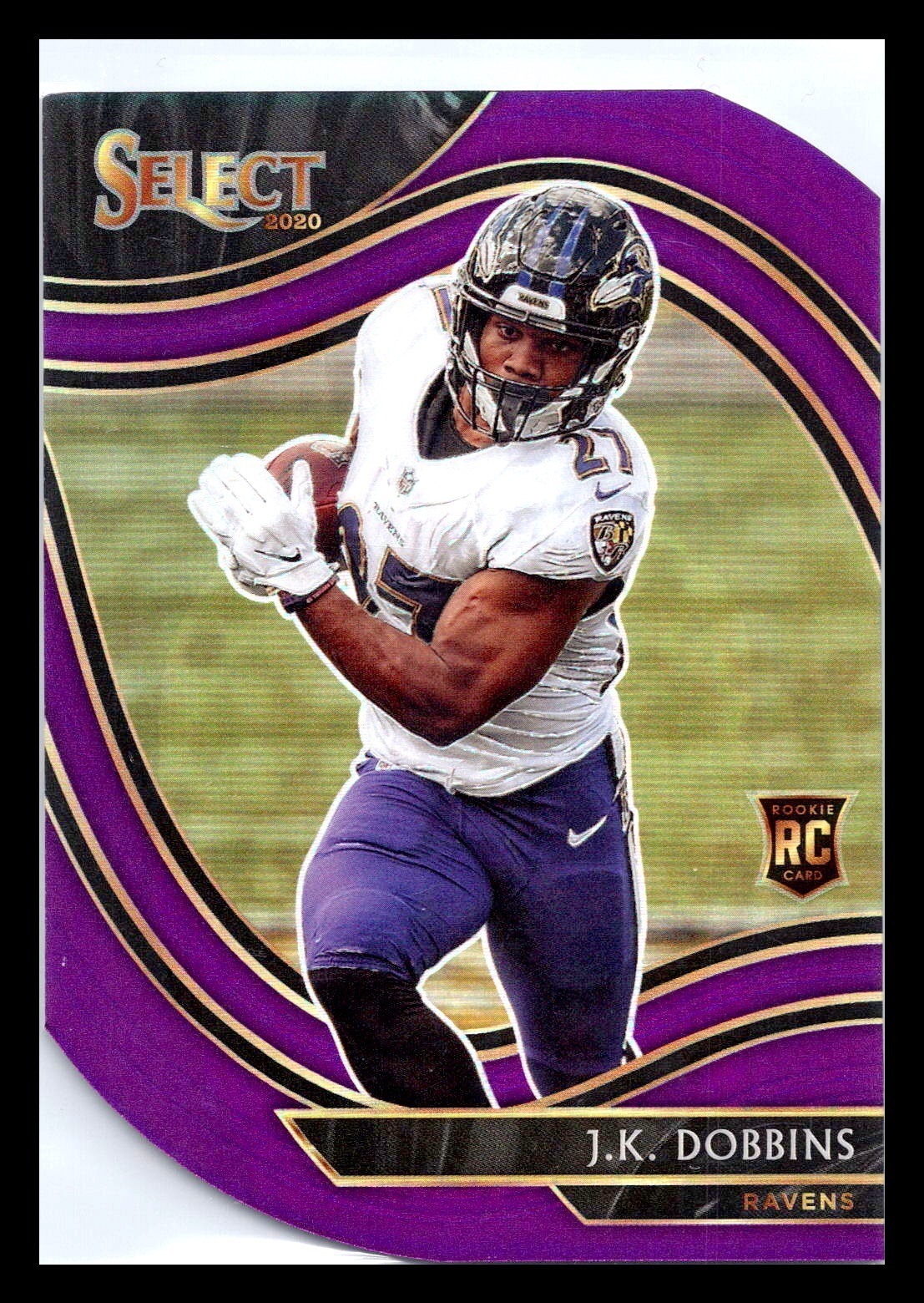 2020 Panini Select Field Level J.K. Dobbins #352 Purple Prizm Die-Cut RC Rookie