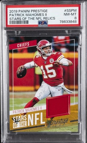 2019 PANINI PRESTIGE STARS OF THE NFL RELICS #SSPM PATRICK MAHOMES II PSA 8