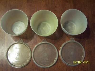 Set of 3 Vintage Yellowing Tupperware Storage Container #148-35 w/Lid #215