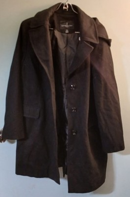 London Fogs Women s  Removable Hood Trench Coat  Wool Size XL