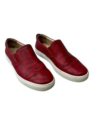 Gucci Red Leather GG Logo Slip-On Sneakers UK 9,5 EU 43,5