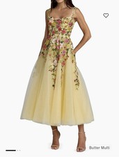 Mac Duggal  Floral-Embroidered Tulle Cocktail Dress 4 Small