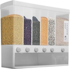 Youyijia 6 in 1 Cereal Dispenser Wall Mount Dry Food Storage Container 10kg