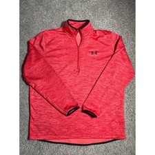 Under Armour ColdGear Womens Red Heathered Quarter Zip Pullover Fleece Jacket L