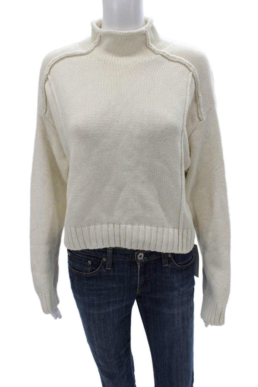 Zara Women Pullover Sweater Ivory Mock Neck Long Sleeve 60% Cotton Size SFree Shipping in US $100+ Orders | $6.95 Orders Below