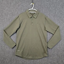 Bylt Polo Shirt Mens Medium Green Drop Cut Long Sleeve Premium Basics Logo