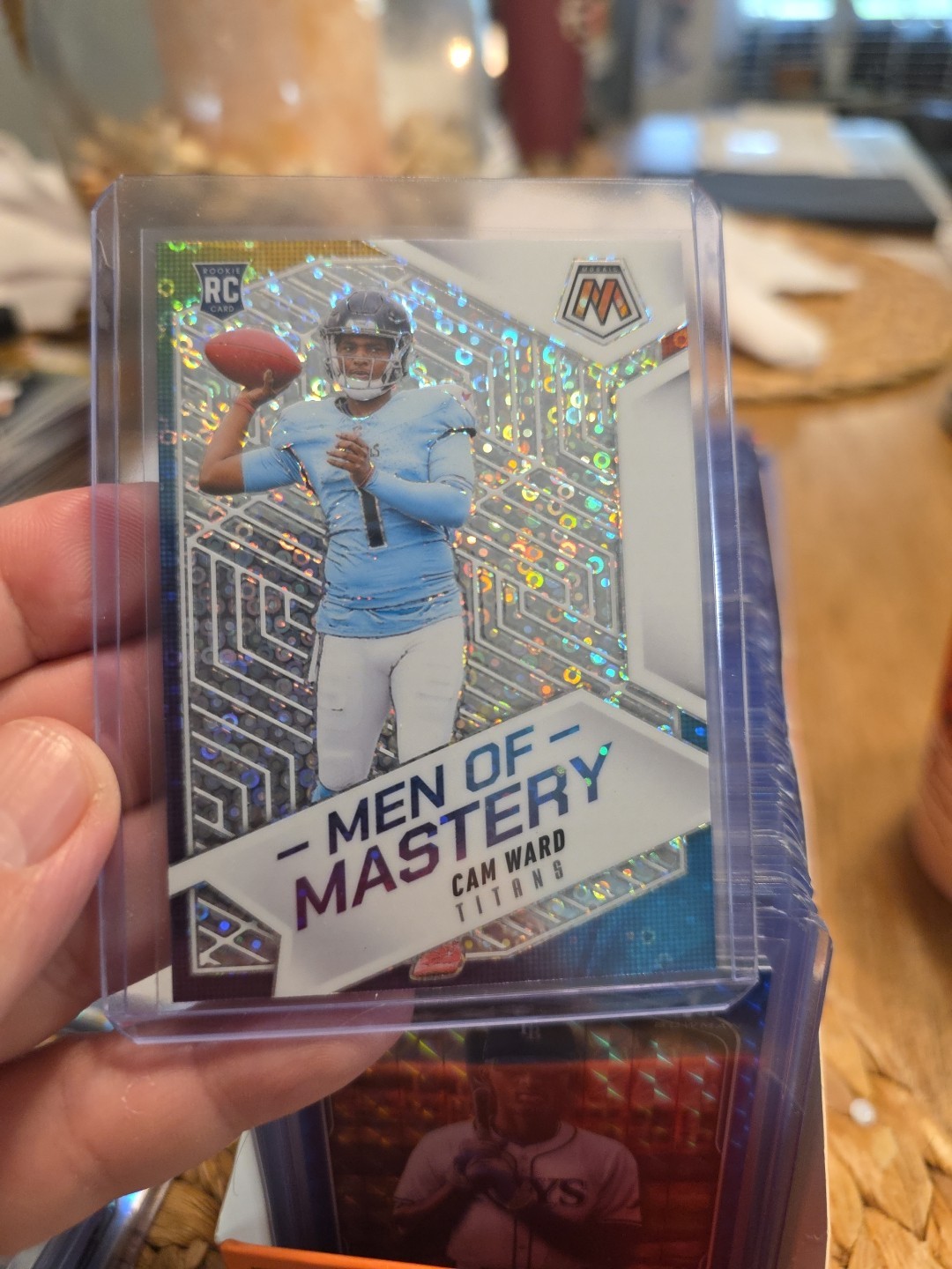 2025 Panini Mosaic - Men of Mastery Cam Ward #17 No Huddle Silver Prizm (RC)