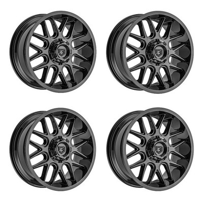 Set 4 18'' Gear Off Road Magnus 771B Gloss Black 18x9 Wheels 8x6.5 18mm Truck Rim
