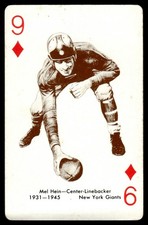 1963 STANCRAFT NFL PLAYING CARDS 9 OF DIAMONDS MEL HEIN NEW YORK GIANTS #NFL