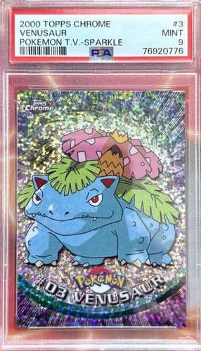 2000 TOPPS CHROME POKEMON #03 VENUSAUR SPARKLE CHROME PSA 9 MINT
