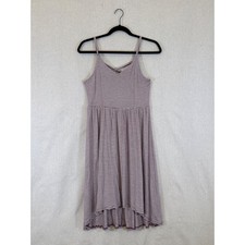 American Eagle Skater Dress Womens Medium Burgundy White Striped High Low Mini
