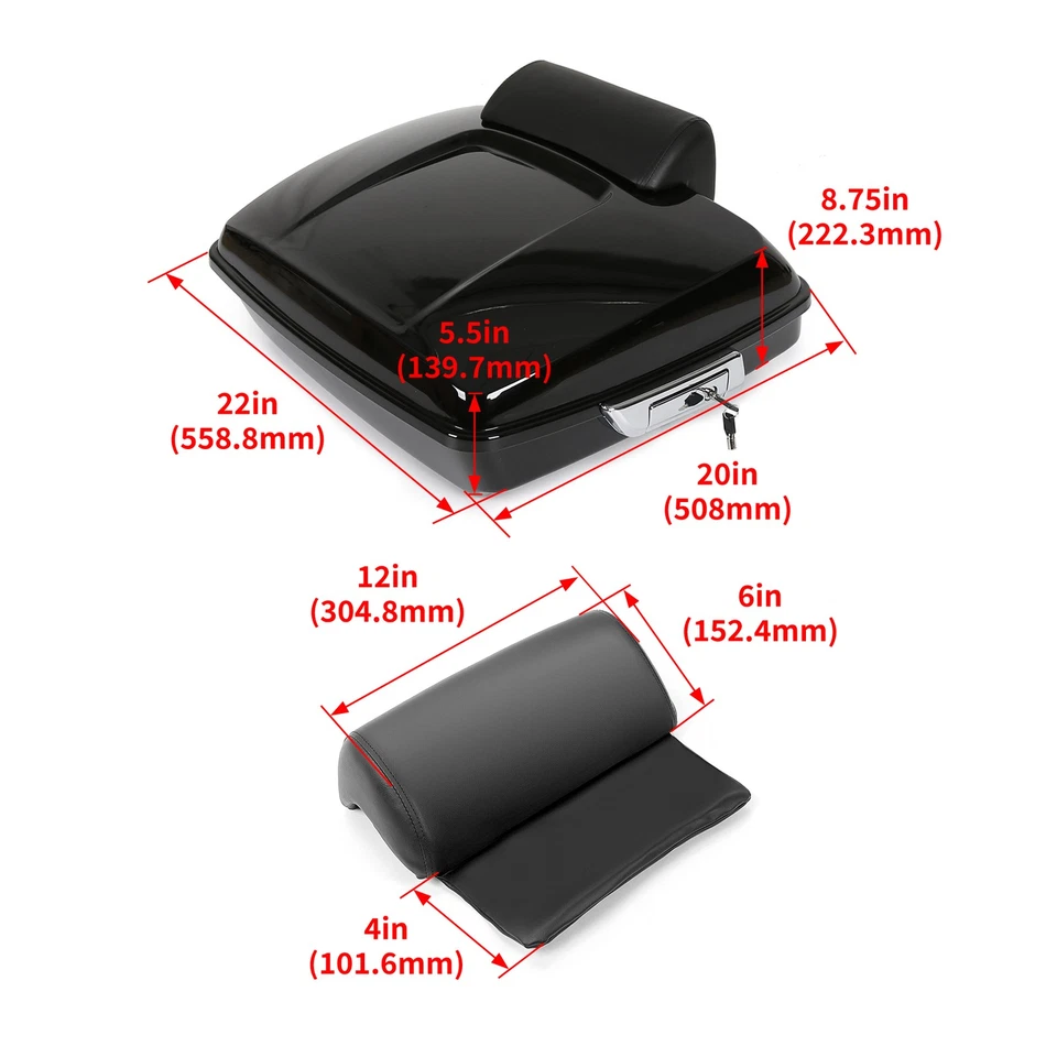 Razor Trunk Pack Backrest Pad Mount Rack For Harley Tour Road Glide 2014-2025 - Image 2 of 4