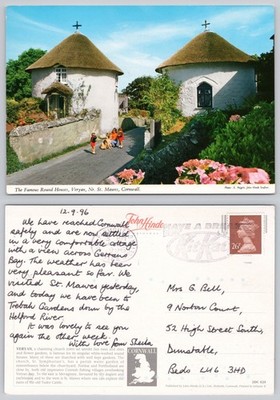 c44592 Round Houses Veryan St Mawes Cornwall John Hinde Postkarte 1996 Stempel
