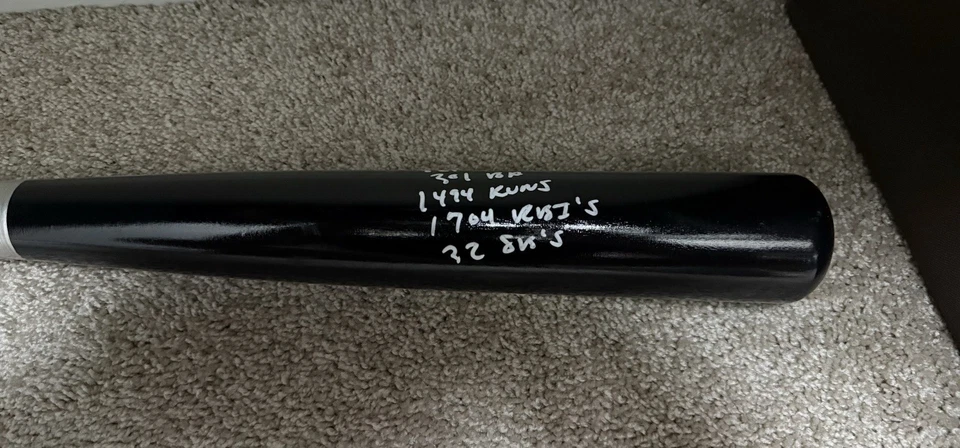 Frank Thomas Firmado Inscrito Con 7 Estadísticas Bate Con Certificado de Autenticidad Beckett! RARO!! Foto 3 de 4