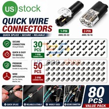 80PC Quick Wire Connectors 1Pin 2Pin No Strip Solder Car Electrical Terminal Kit