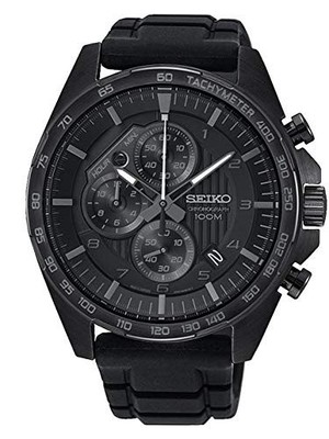 Seiko SSB327P1 Motorsport Chronograph Black Silicone Quartz Men's Watch 45mm