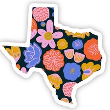 Texas Vinyl Sticker Colorful Flowers