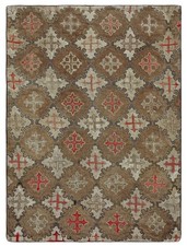 Earthy Antique Late 19th Century American Folk Art Design Hooked Area Rug