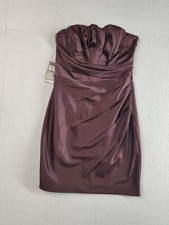 Express Women Mini Dress 2 Maroon Strapless Ruched Pleated Side Zip Cocktail