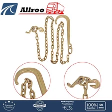 GRADE 70 Wrecker Tow Chain 5/16 x 8 FT 15" Axle J Hook Hook Rollback Carrier USA