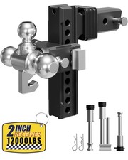Adjustable Trailer Hitch - Fits 2 Receiver Tri-ball Mount Hook 1-78 2... Adjustable Trailer Hitch - Fits 2 Receiver Tri-ball Mount Hook 1-78 2...