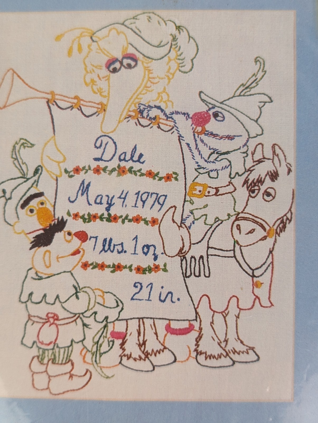 Vintage Vogart Crafts Sampler 9461 Sesame Street Trumpet Birthday Embroider Kit